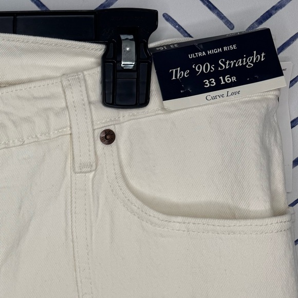 NWT Abercrombie 90’s Ultra High Rise Straight Winter White Cream Jean Size 33 - Picture 3 of 5